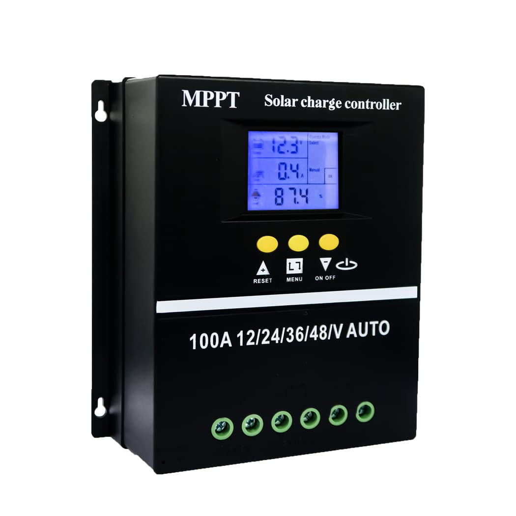 SOGTICPS 100A MPPT Solar Charge Controller 12V 24V 36V 48V LCD Display Battery Intelligent Regulator Max 100V Input Dual USB for Lead-Acid/Lithium…