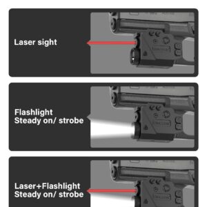 Gmconn Gun Light Red Laser Sight Weapon Pistol Flashlight, 800 Lumen LED Flashlight with Red Beam for Glock