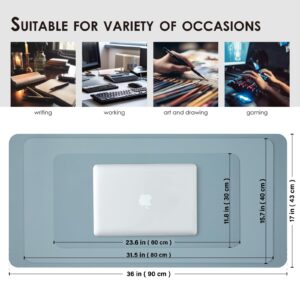 Compact Leather Desk Mat - Small Non-Slip PU Desk Pad for Office and Home - Desk Organization and Accessories - Ideal for Large Mouse Pad and Small Desk Mats on Top of Desks (Light Blue,23.6"x 11.8")