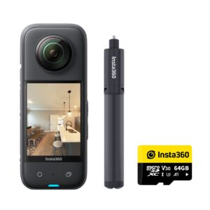 insta360 x3 virtual tour kit - 360 virtual tour camera, 72mp photo, 5.7k 360 active hdr video, top stabilization, long-life replaceable battery, great low light performance, wifi preview & transfer