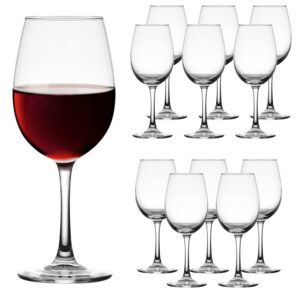 cadamada 12oz wine glasses,crystal glass with stem for red or white wine, high-end banquet, party, bar, wedding, gift (12 pcs)