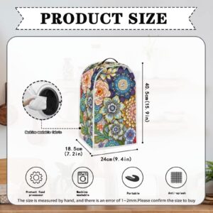 HUISEFOR Blender Covers Kitchen Appliance Dustproof Cover with Handle, Washable Kitchen Universal Food Processor Juicer Coffee Maker Cover, Vintage Mandala Flower