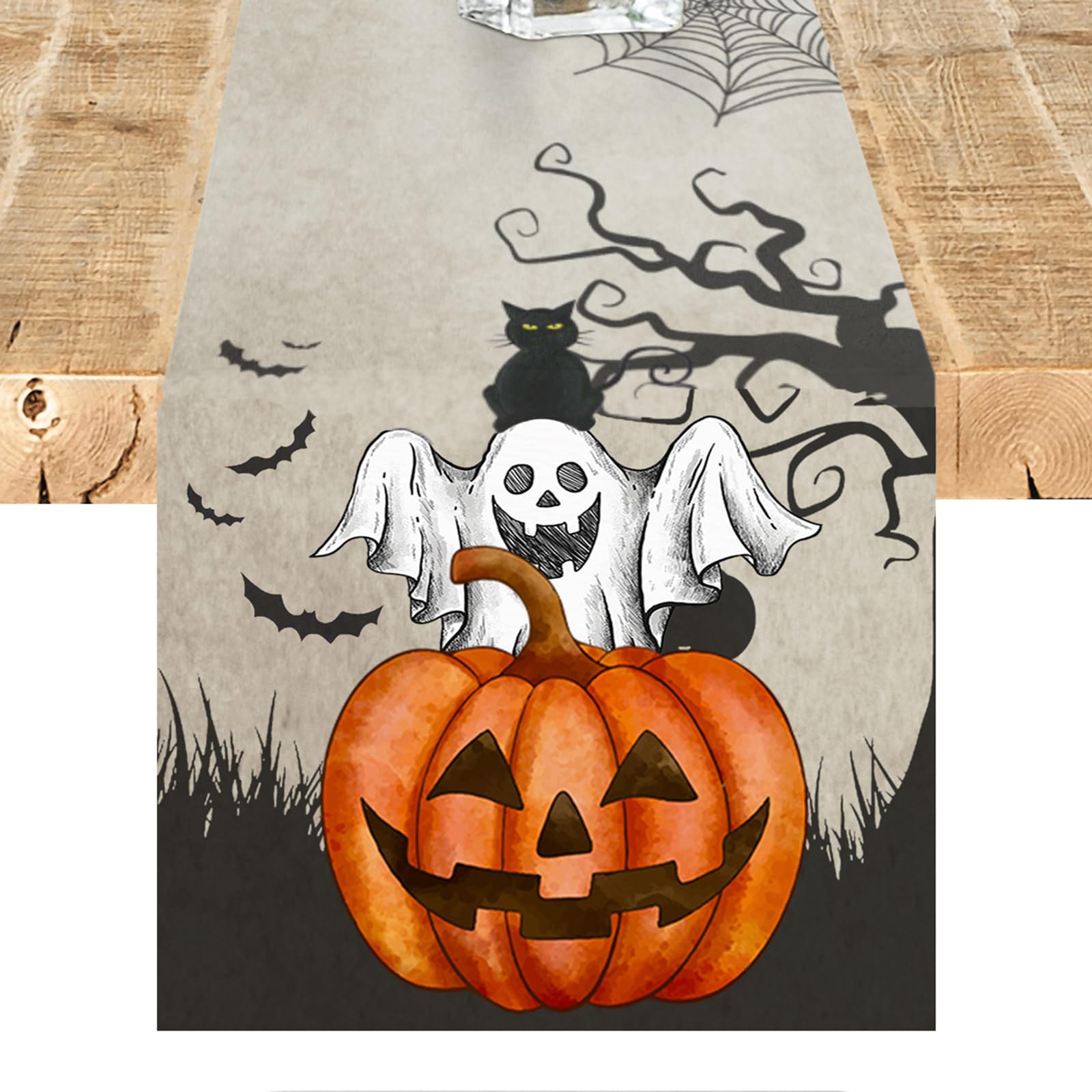 Halloween Table Runner 72 Inches Long Halloween Decorations Indoor Halloween Pumpkin Table Runner for Home Parties Decor