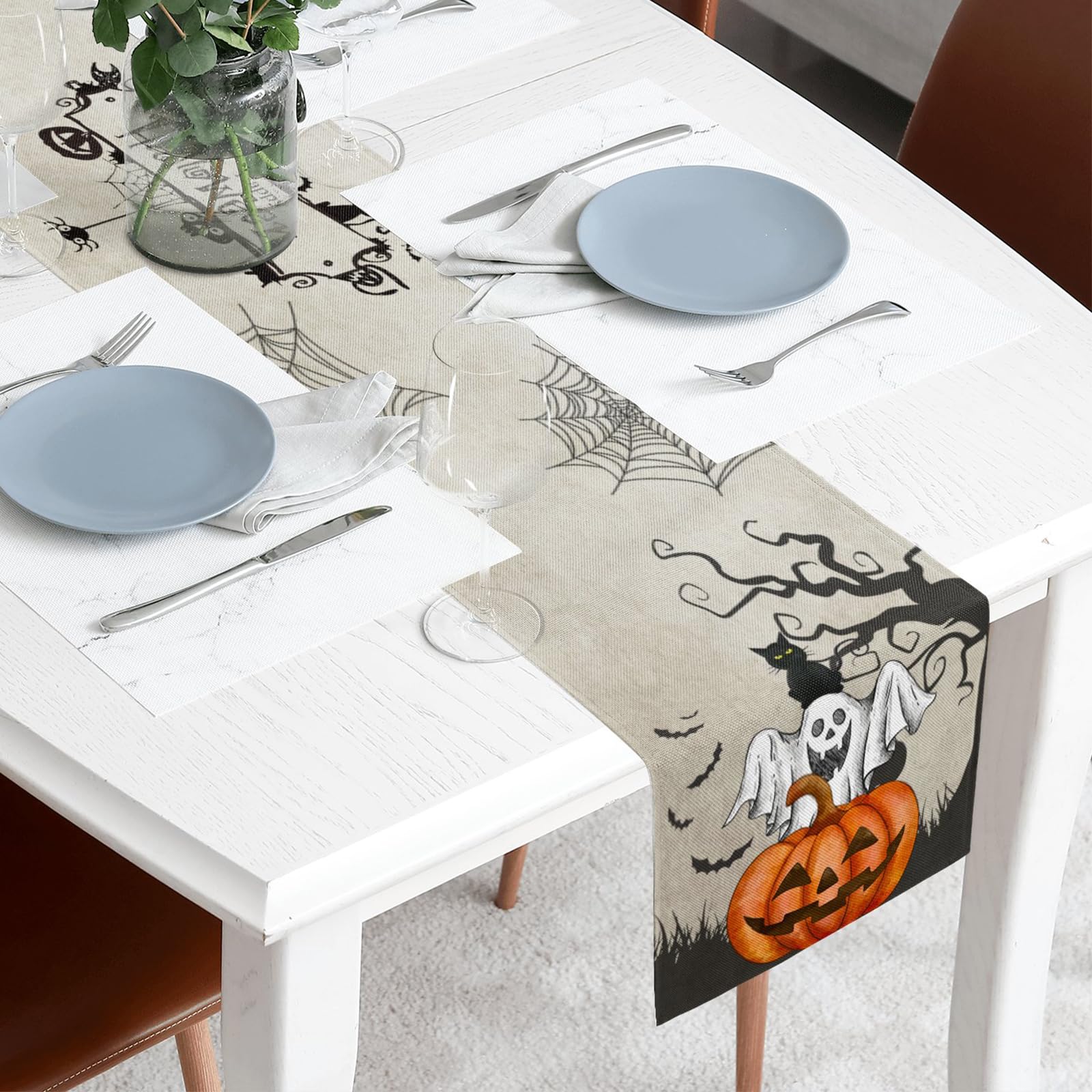 Halloween Table Runner 72 Inches Long Halloween Decorations Indoor Halloween Pumpkin Table Runner for Home Parties Decor