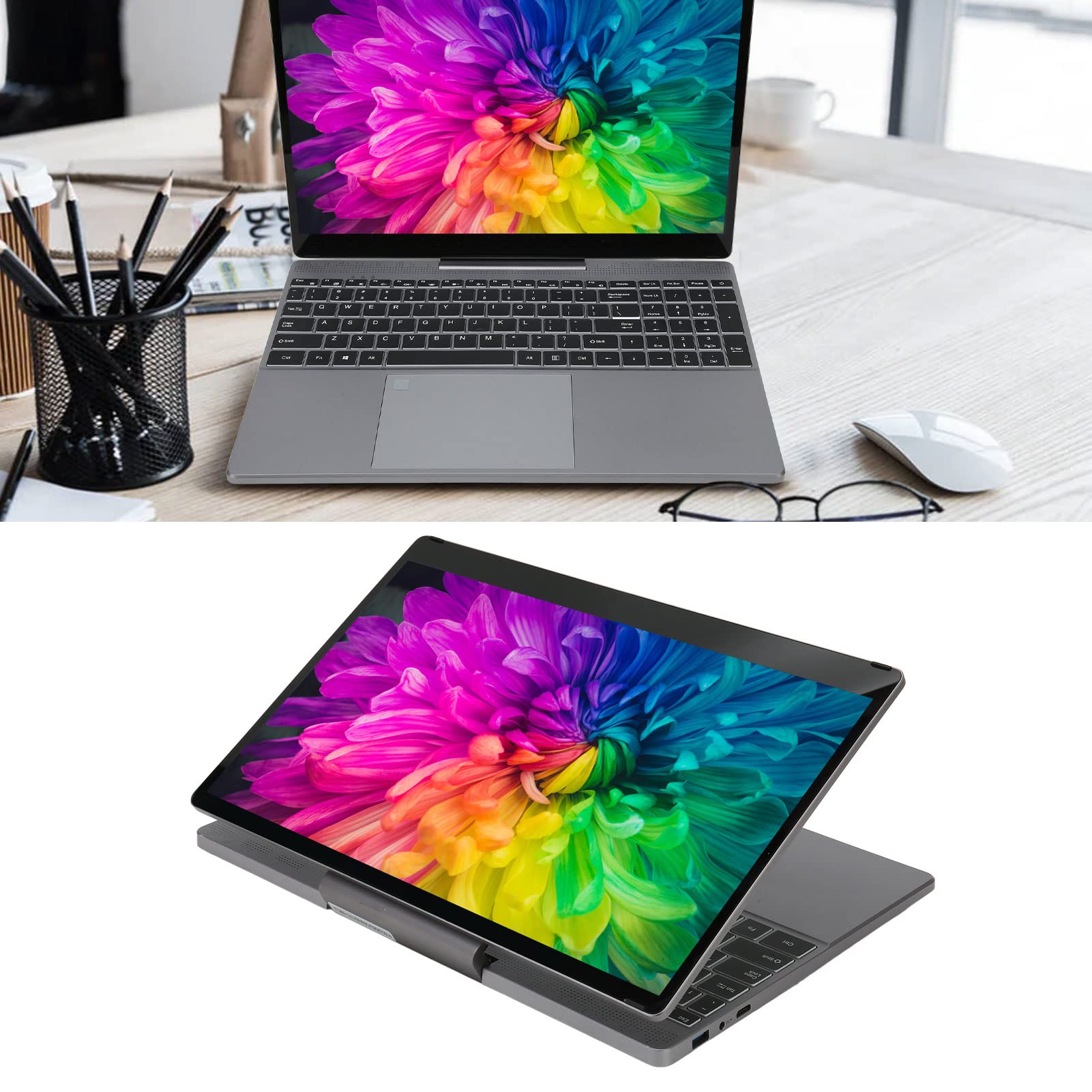ASHATA 2023 New Laptop, 15.6 HD Touchscreen, for N95 Series CPU, 12GB RAM LPDDR5, G Sensor 4096 Pressure Fingerprint Tablet Laptop Foldable for Windows 10 11 (US 512GB)