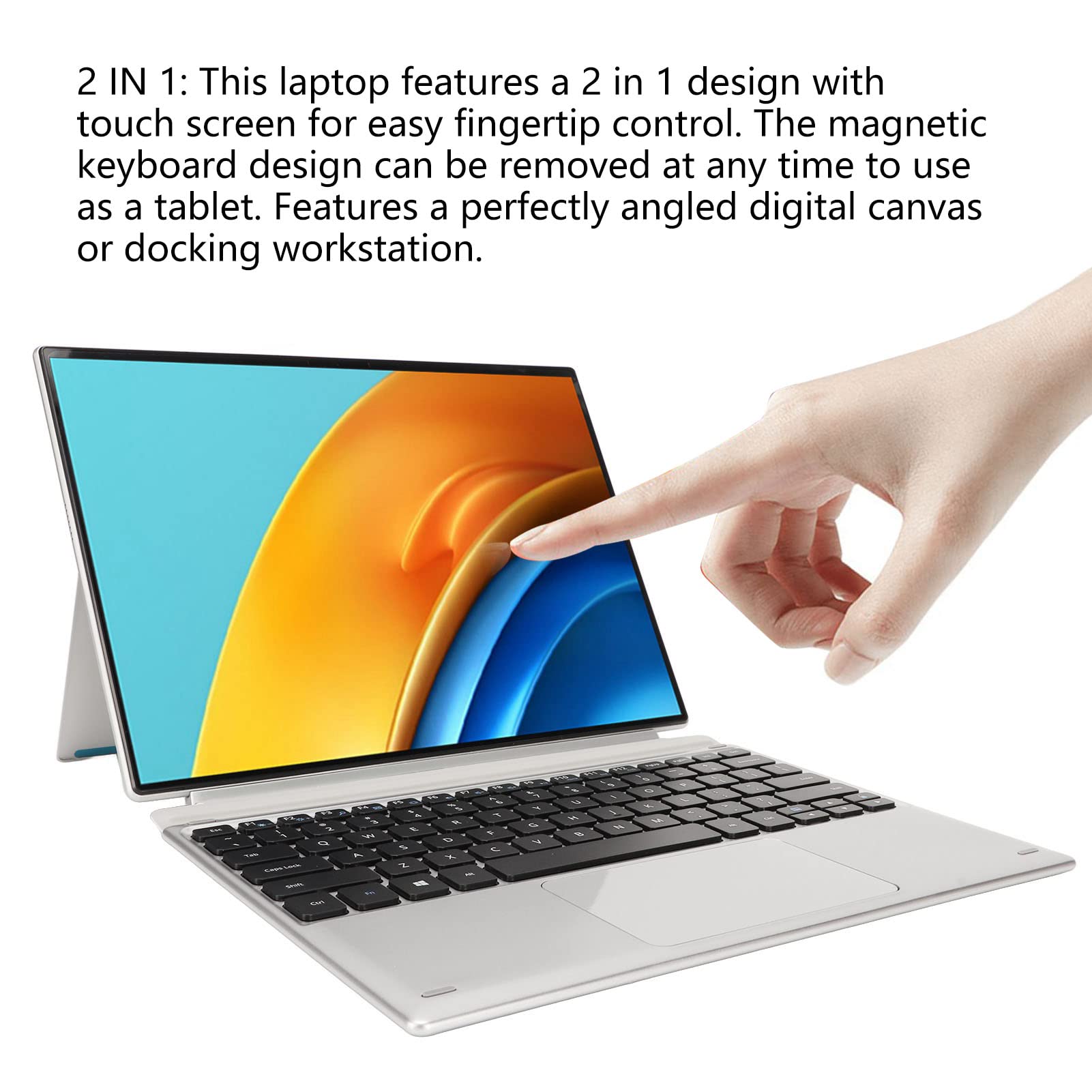 Laptop 12GB RAM 256GB SSD, 12.3 in IPS Panel 3K 2880X1920 Portable Laptop with Magnetic Keyboard and Touch Screen, Large Screen with 3:2 Aspect Ratio, for Win 11(USA)