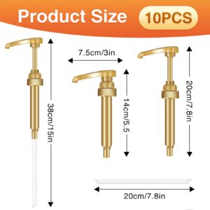 10Pcs Gold Squirt Syrup Pump, Coffee Syrup Pump Dispenser Coffee Syrup Bottle 750ml 25.4oz Syrup Pump for Kitchen Dinning Bar Accessories