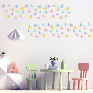 252 pcs 3D Butterfly Wall Decals Butterfly Removable Mural Stickers 3 Sizes 6 Colors Wall Decor Room Mural Kids Bedroom Decoration Wall Art Crafts for Home Bedroom Decoration