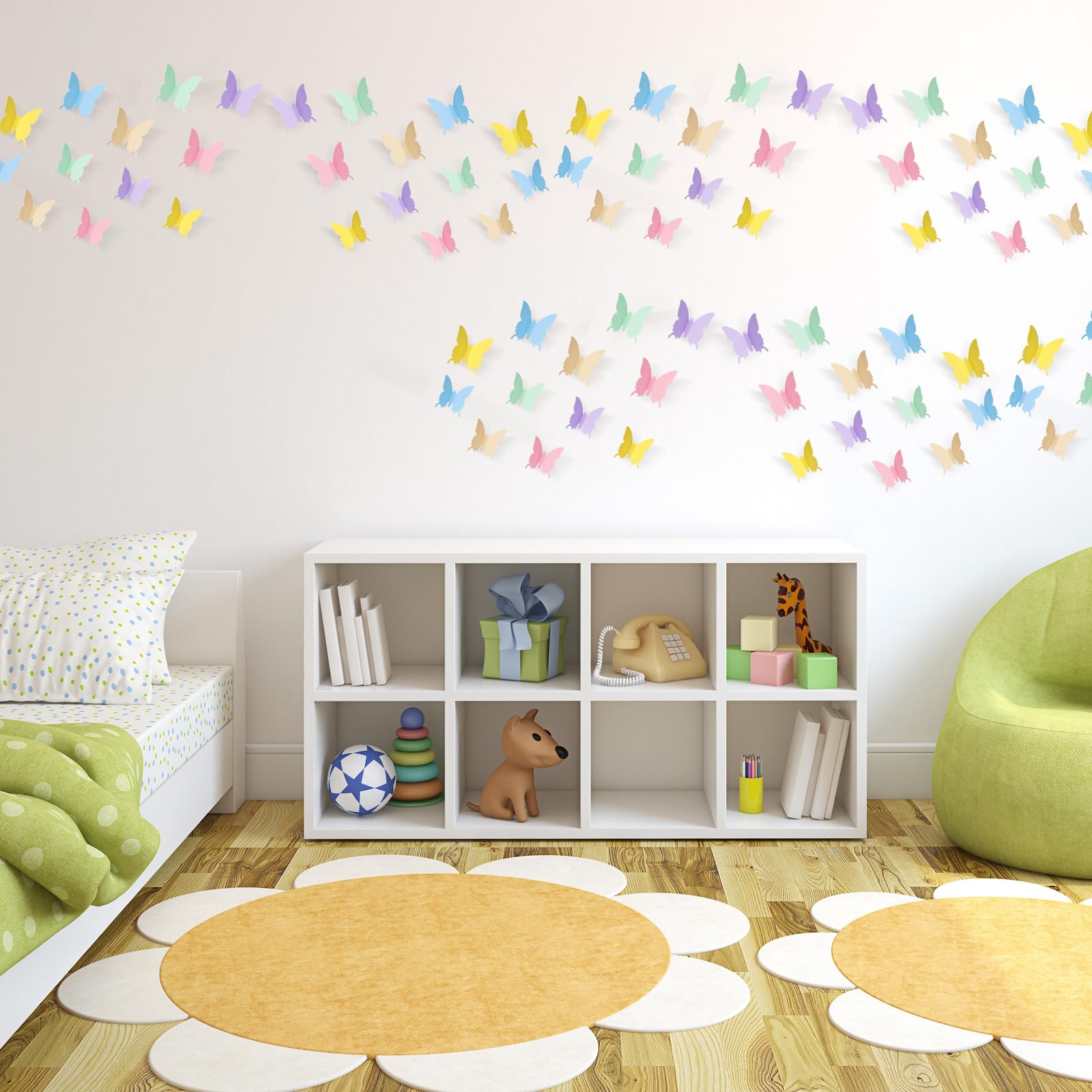252 pcs 3D Butterfly Wall Decals Butterfly Removable Mural Stickers 3 Sizes 6 Colors Wall Decor Room Mural Kids Bedroom Decoration Wall Art Crafts for Home Bedroom Decoration