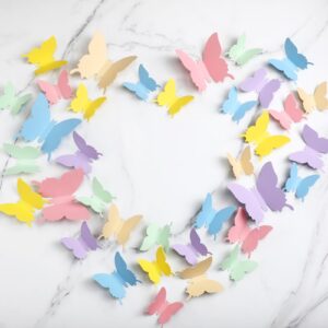 252 pcs 3D Butterfly Wall Decals Butterfly Removable Mural Stickers 3 Sizes 6 Colors Wall Decor Room Mural Kids Bedroom Decoration Wall Art Crafts for Home Bedroom Decoration