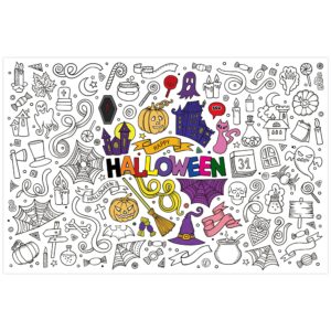 halloween giant coloring poster happy halloween large coloring banner pumpkin boo ghost castle huge jumbo color in paper tablecloth for wall floor kids diy activities party favor 47.2" x 31.4 "