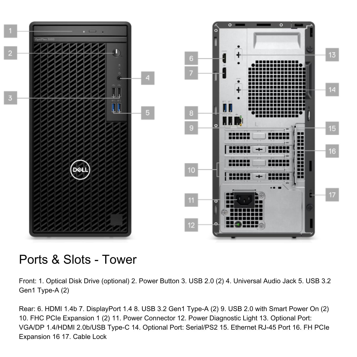 Dell OptiPlex 3000 Tower Business Desktop, 12th Gen Intel Core i3-12100 (Beats i5-10500), 32GB RAM, 1TB SSD, Wi-Fi, HDMI, RJ-45, DVD-RW, Windows 11 Pro, Black, Wired Keyboard & Mouse