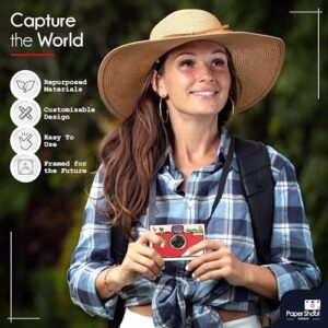 Paper Shoot Camera - 18MP Compact Digital Papershoot Camera Gift for Kid with Four Filters, 10 Sec Video & Timelapse - Includes: 32GB SD Card, 2 Batteries & Camera Case - Red Hand Drawn