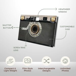 Paper Shoot Camera - 18MP Compact Digital Papershoot Camera Gift for Kid with Four Filters, 10 Sec Video & Timelapse - Includes: 32GB SD Card, 2 Effect Lens & Camera Case - Leather Red