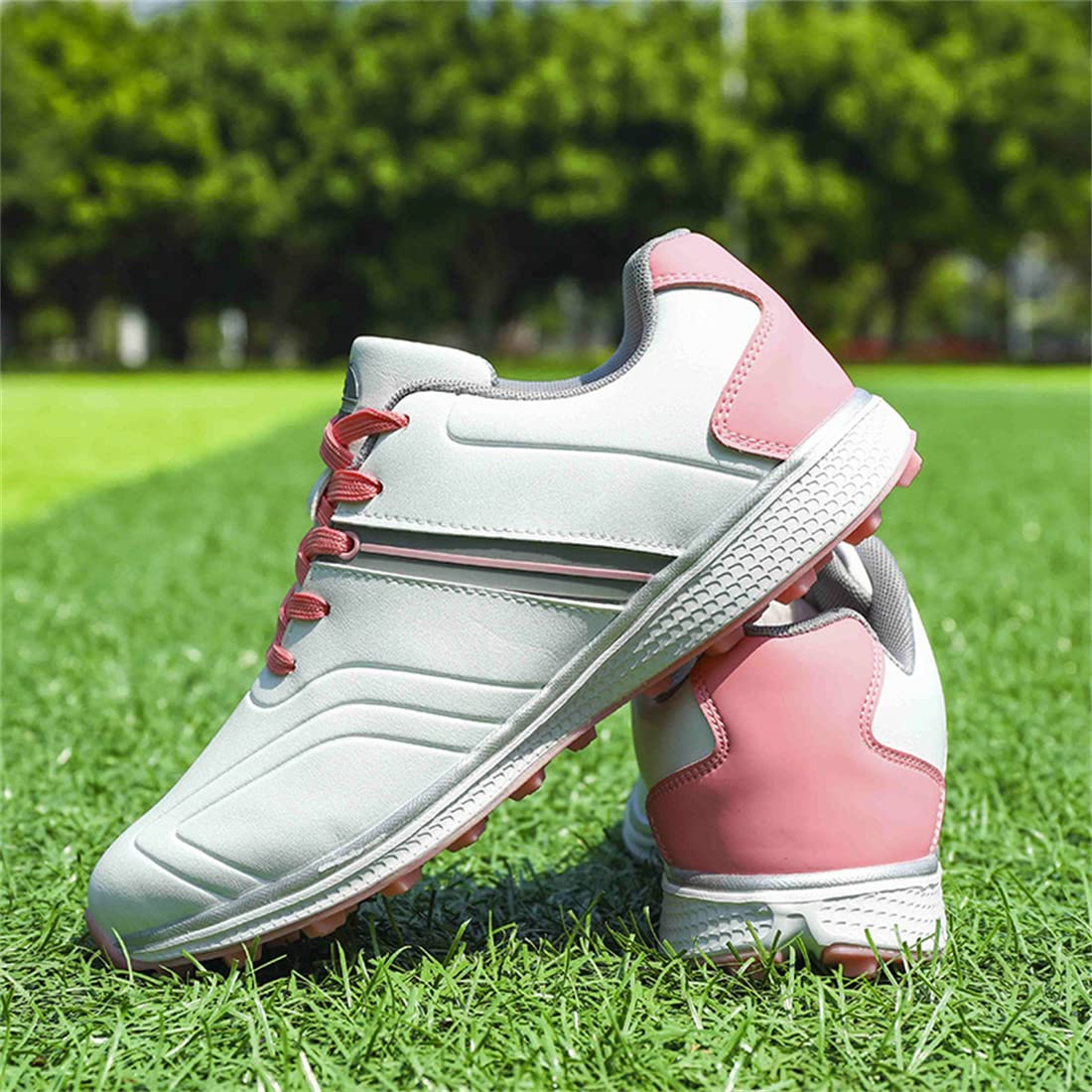 VEACAM Spikeless Golf Shoes Casual Waterproof Golf Sneakers Comfort Anti Slip Golf Footwear Outdoor Ladies Golf Footwears,Pink,7