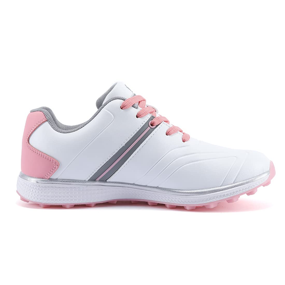 VEACAM Spikeless Golf Shoes Casual Waterproof Golf Sneakers Comfort Anti Slip Golf Footwear Outdoor Ladies Golf Footwears,Pink,7