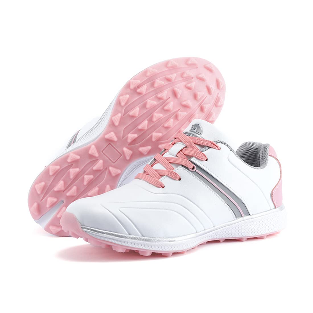 VEACAM Spikeless Golf Shoes Casual Waterproof Golf Sneakers Comfort Anti Slip Golf Footwear Outdoor Ladies Golf Footwears,Pink,7