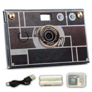 paper shoot camera - 18mp compact digital papershoot camera gift for kid with four filters, 10 sec video & timelapse - includes: 32gb sd card, 2 batteries & camera case - vintage 1930