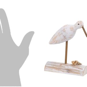 The Bridge Collection Rustic Whitewashed Carved Sea Bird Figures - Set of 2 - Wooden Bird Sculpture Set - Table Top Beach Decor for Nautical, Coastal Decor - Oceanside Decor Accents for Home