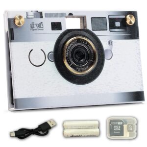 paper shoot camera - 18mp compact digital papershoot camera gift for kid with four filters, 10 sec video & timelapse - includes: 32gb sd card, 2 batteries & camera case - classic white