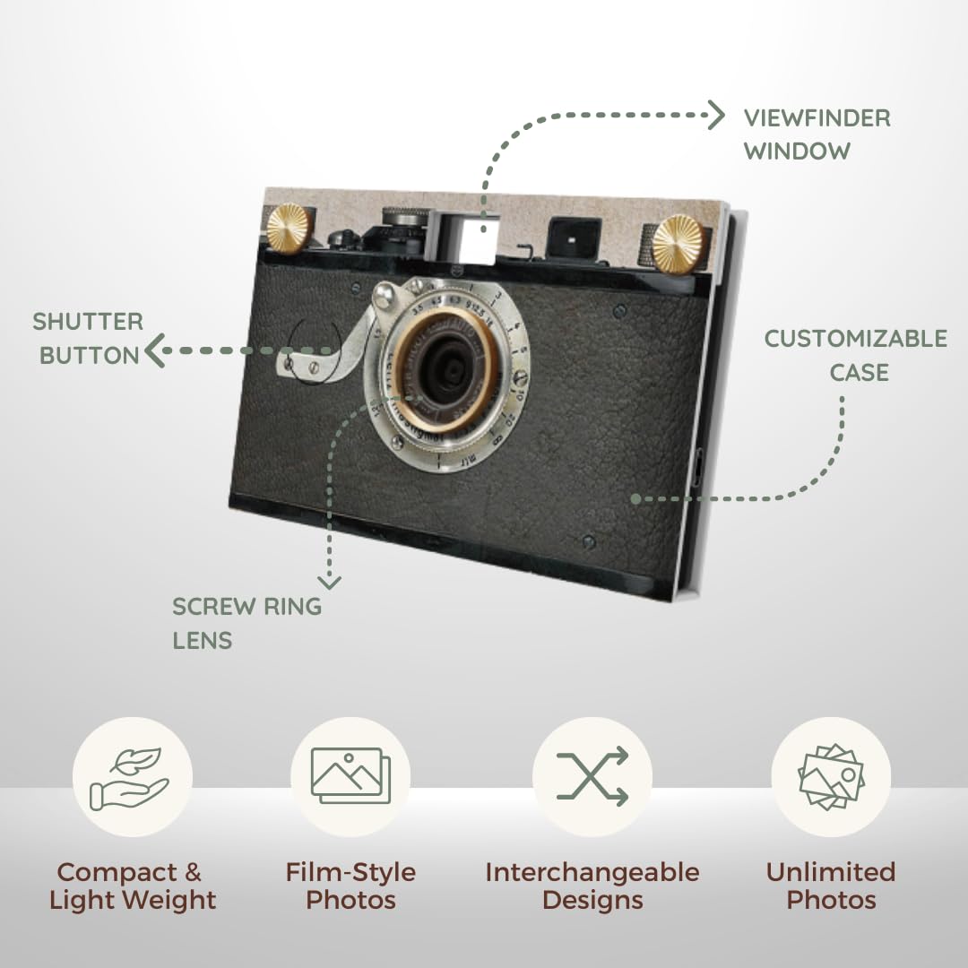 Paper Shoot Camera - 18MP Compact Digital Papershoot Camera Gift for Kid with Four Filters, 10 Sec Video & Timelapse - Includes: 32GB SD Card, 2 Effect Lens & Camera Case - Cork Plain