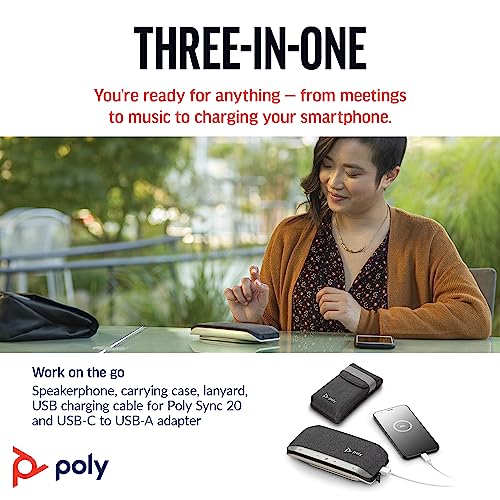 Plantronics Poly Sync 20 USB-C Personal Portable Smart Speakerphone Long Battery Life � Noise/Echo Reduction -Works w/Teams (Certified), Zoom, PC, Mac, Mobile � Amazon Exclusive