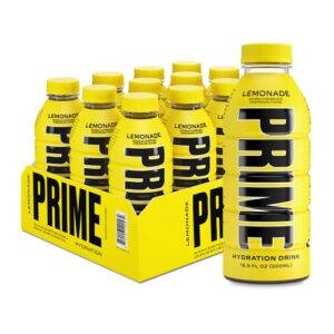 prime hydration lemonade | sports drinks | electrolyte enhanced for ultimate hydration | 250mg bcaas | b vitamins | antioxidants | 2g of sugar | 16.9 fluid ounce | 12 pack