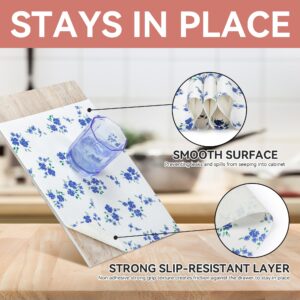 RAY STAR Shelf Liner, 18 Inch x 8 Feet Non Adhesive Blue Floral Kitchen Cabinet Liner for Pantry Drawer Vanity, Strong Grip Non Slip Waterproof, Shelf Liners for Kitchen Cabinets Cupboard