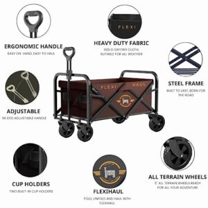 FLEXIHAUL: Collapsible Foldable Wagon cart. Perfect as a Garden Cart, Grocery Cart, Beach cart, Shopping cart All Terrain Wheels. No Assembly Required!