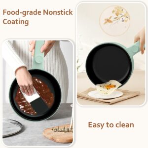 HYTRIC Hot Pot Electric, 1.5L Portable Non-stick Frying Pan, Electric Cooker for Steak, Egg, Pasta, Ramen Cooker with Dual Power Control, Mini Electric Pot for Office, Dorm Room Essential, Green