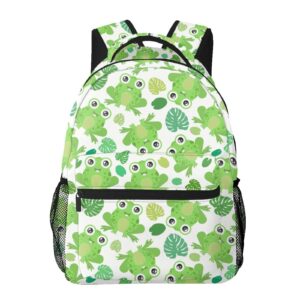 SDERDZSE Cute Frog Cartoon Print Backpack Casual Large Capacity Daypack Lightweight Travel Backpack For Men Women