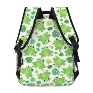 SDERDZSE Cute Frog Cartoon Print Backpack Casual Large Capacity Daypack Lightweight Travel Backpack For Men Women