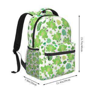 SDERDZSE Cute Frog Cartoon Print Backpack Casual Large Capacity Daypack Lightweight Travel Backpack For Men Women