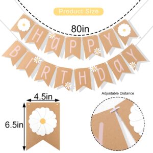 Daisy Happy Birthday Banner - Daisy Theme Birthday,Wildflower Birthday Banner, Groovy Birthday Theme for 1st Birthday, Daisy Themed Birthday Party Decoration Banne，Girl 1st Birthday Decoration