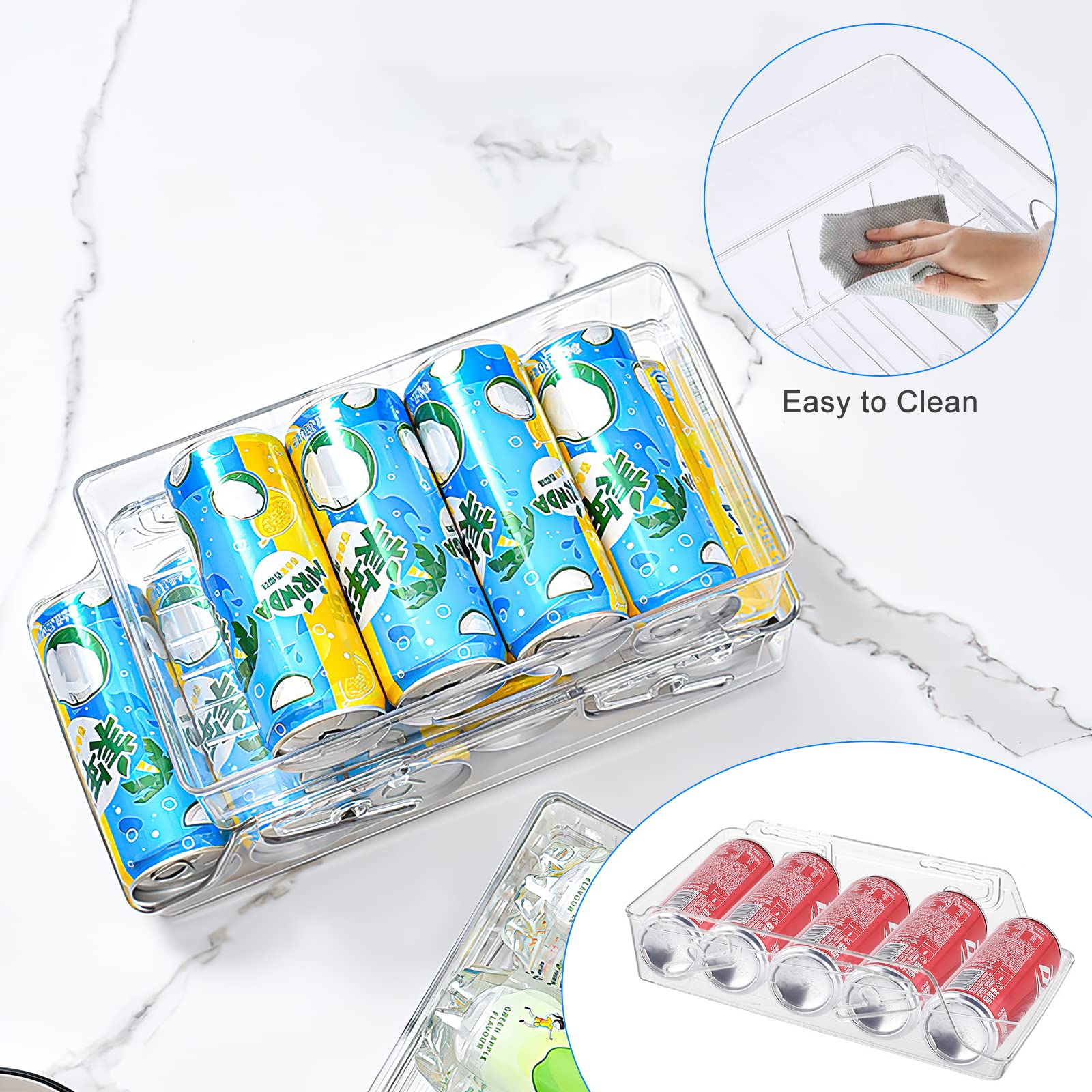 Auto Scrolling Soda Can Organizer for Refrigerator, Augot 2-layer Fridge Organizers and Storage, Foldable Thicker Can Organizer Pantry for Pantry, Countertop, Cabinet (Upgrade)