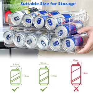 Auto Scrolling Soda Can Organizer for Refrigerator, Augot 2-layer Fridge Organizers and Storage, Foldable Thicker Can Organizer Pantry for Pantry, Countertop, Cabinet (Upgrade)