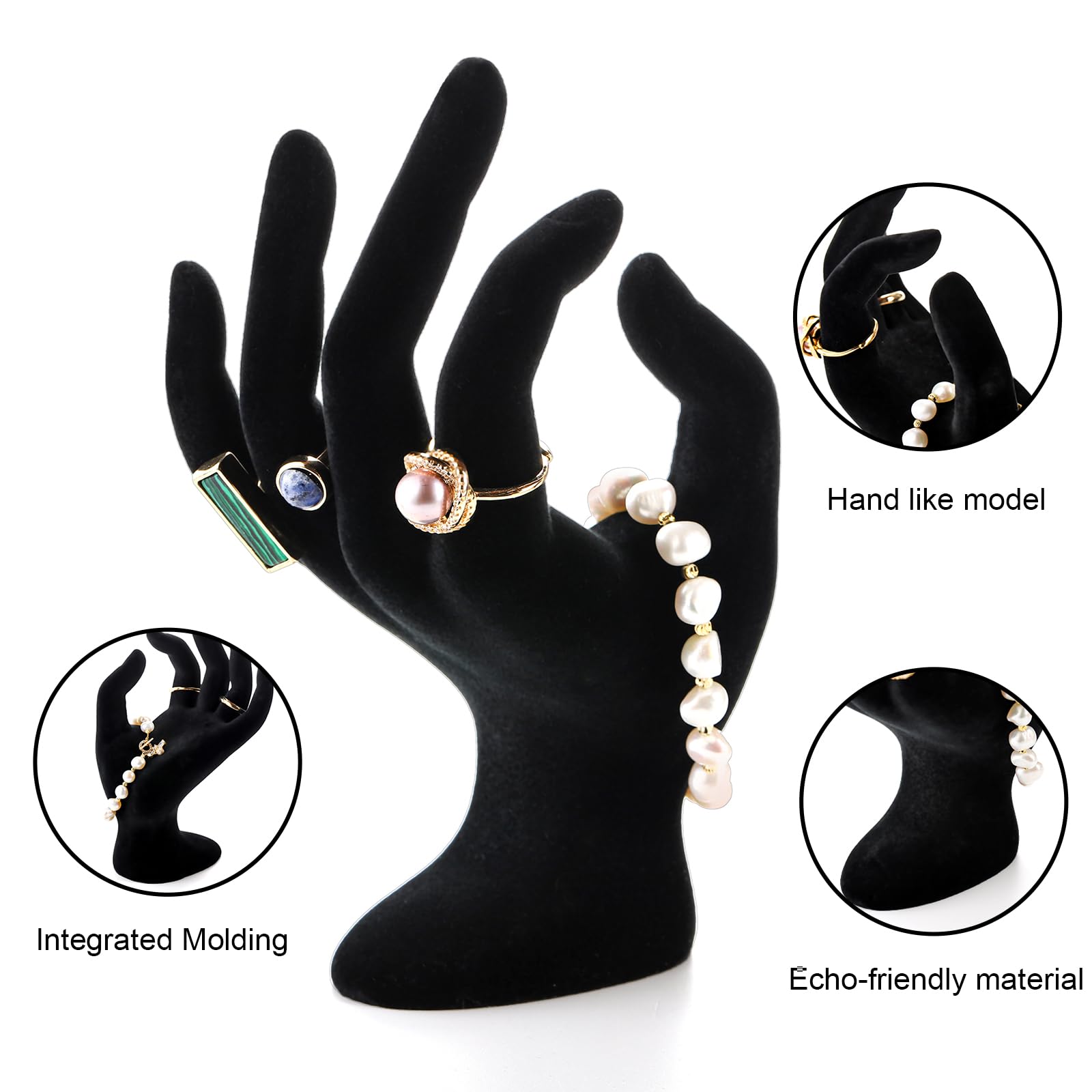 Mezchi 4 Pack Hand Ring Holder, Polyresin Mannequin Hand, Ok Gesture Ring Display Stand, Hand Form Jewelry Organizer for Ring Bangle Bracelet Hand Chain, Finger Ring Display, Photo Props