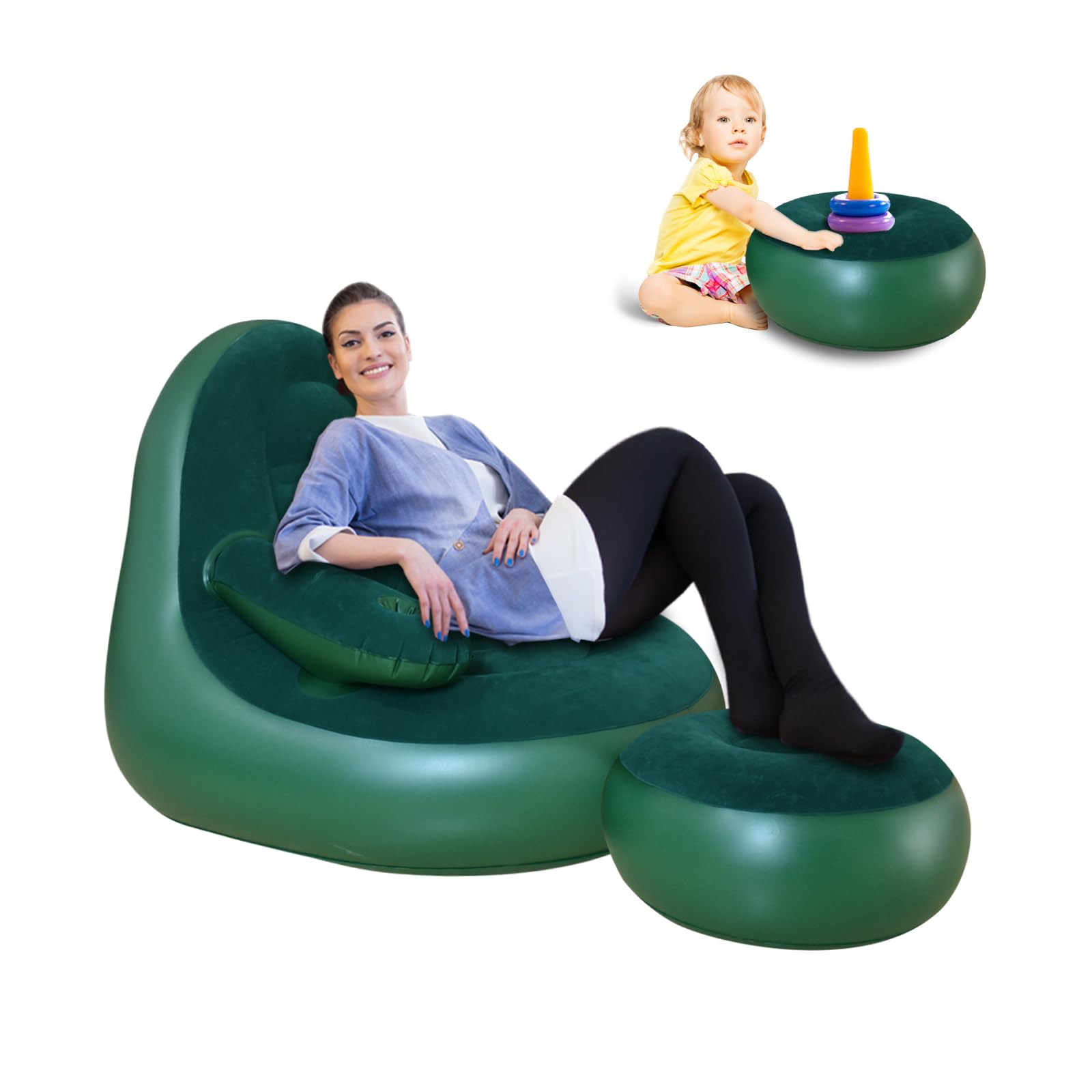 Inflatable Couch,Blow Up Chair,Portable Lounger Chair,Inflatable Chair with Armrest ＆Cup Holder,Inflatable Furniture for Camping,Fishing,Party,Beach,Sunbathing,Hiking