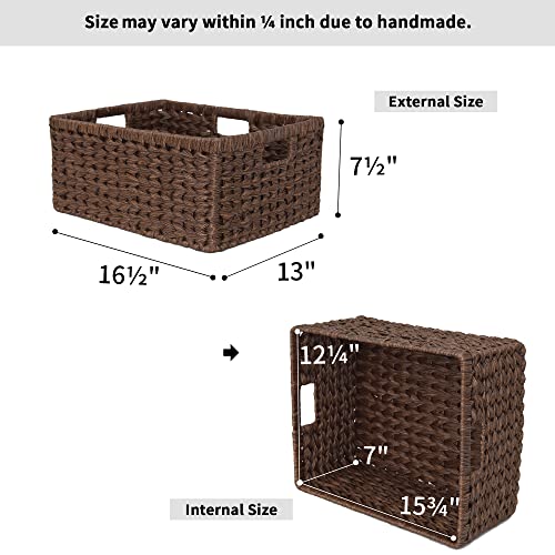 GRANNY SAYS Bundle of 3-Pack Wicker Shelf Baskets for Organizing & 1-Pack Rectangle Wicker Basket
