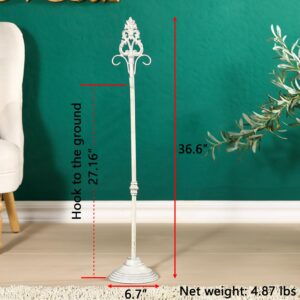 Wreath Stands for Display, Retro White Standing Wreath Holder, Wrought Iron Wreath Hanger Stand, Fleur-De-Lis Tall Floor and Tabletop Christmas Wreath Stands for Porch, New Year Wreath, Party Decor