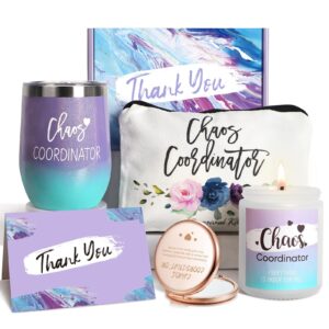 uarehiby gifts for women,chaos coordinator gifts with 12 oz wine tumbler for boss lady,friend,mom,coworker,manager,teacher,birthday gifts for women,thank you gifts for women