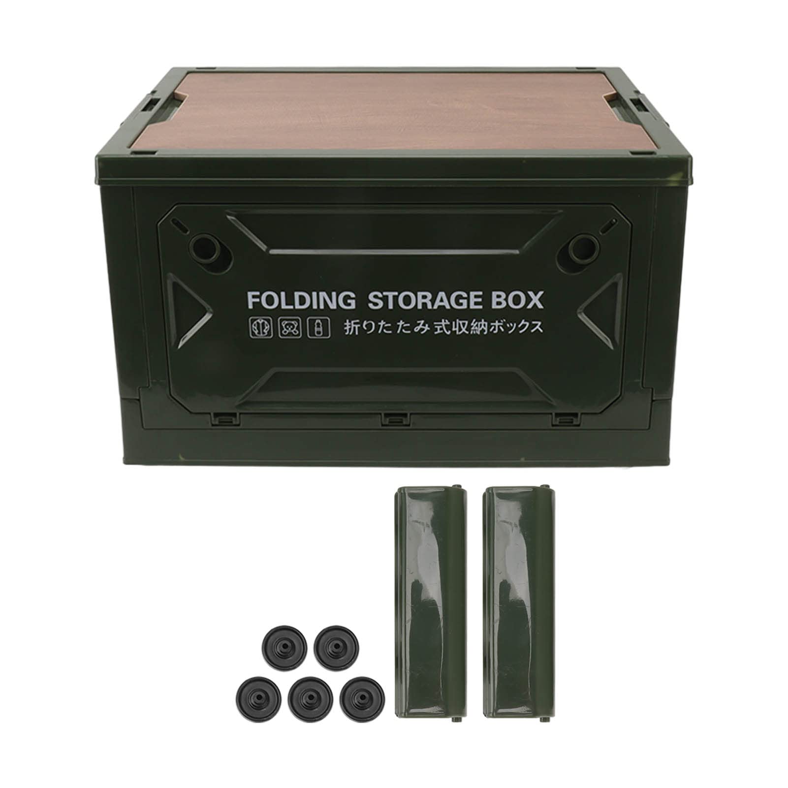 YYQTGG Folding Storage Box, Fashionable Pull Ring 50L Large Capacity Camping Storage Box Strong Bearing Capacity with Wheels for Car(OD Green)