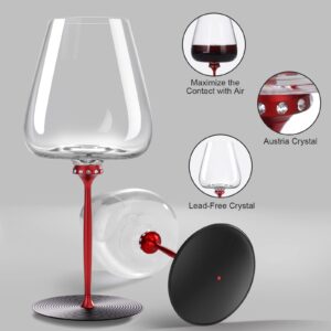 Wine Glass for Wedding, Lead-Free Crystal Glass with Austria Crystal, Non-Slip Base or Swirling Base for Decanting, 1 Piece, Safety Gift Box Package, Ideal for Weddings and Wine Lovers