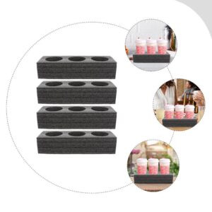 Uonlytech 4pcs Portable Cup Food Drink Carrier Drink Packing Carrier Portable Takeaway Box Water Cup Coffee Supplies Pearl Cotton Milk Tea Tray Takeaway Cup Bottle Takeaway