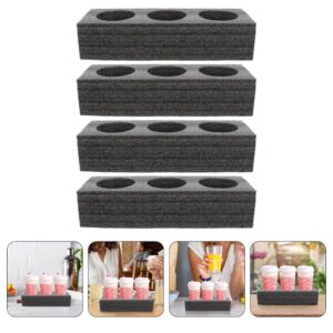 Uonlytech 4pcs Portable Cup Food Drink Carrier Drink Packing Carrier Portable Takeaway Box Water Cup Coffee Supplies Pearl Cotton Milk Tea Tray Takeaway Cup Bottle Takeaway