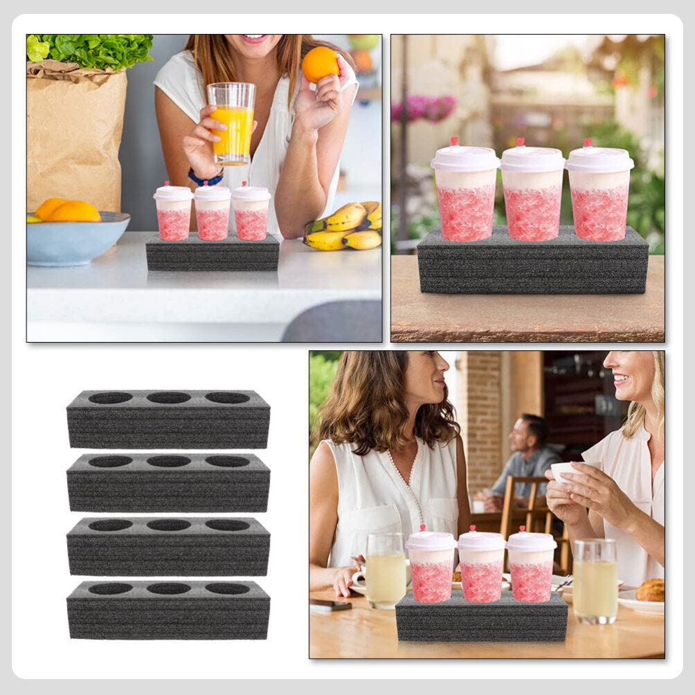 Uonlytech 4pcs Portable Cup Food Drink Carrier Drink Packing Carrier Portable Takeaway Box Water Cup Coffee Supplies Pearl Cotton Milk Tea Tray Takeaway Cup Bottle Takeaway