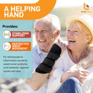 BracEasy Carpal Tunnel Wrist Brace: Wrist Support Brace/Hand Brace For Carpal Tunnel Relief, Tendonitis, Wrist Brace For Arthritis Pain And Support, Wrist Brace For Sprained Wrist [Black; 2-Pack]