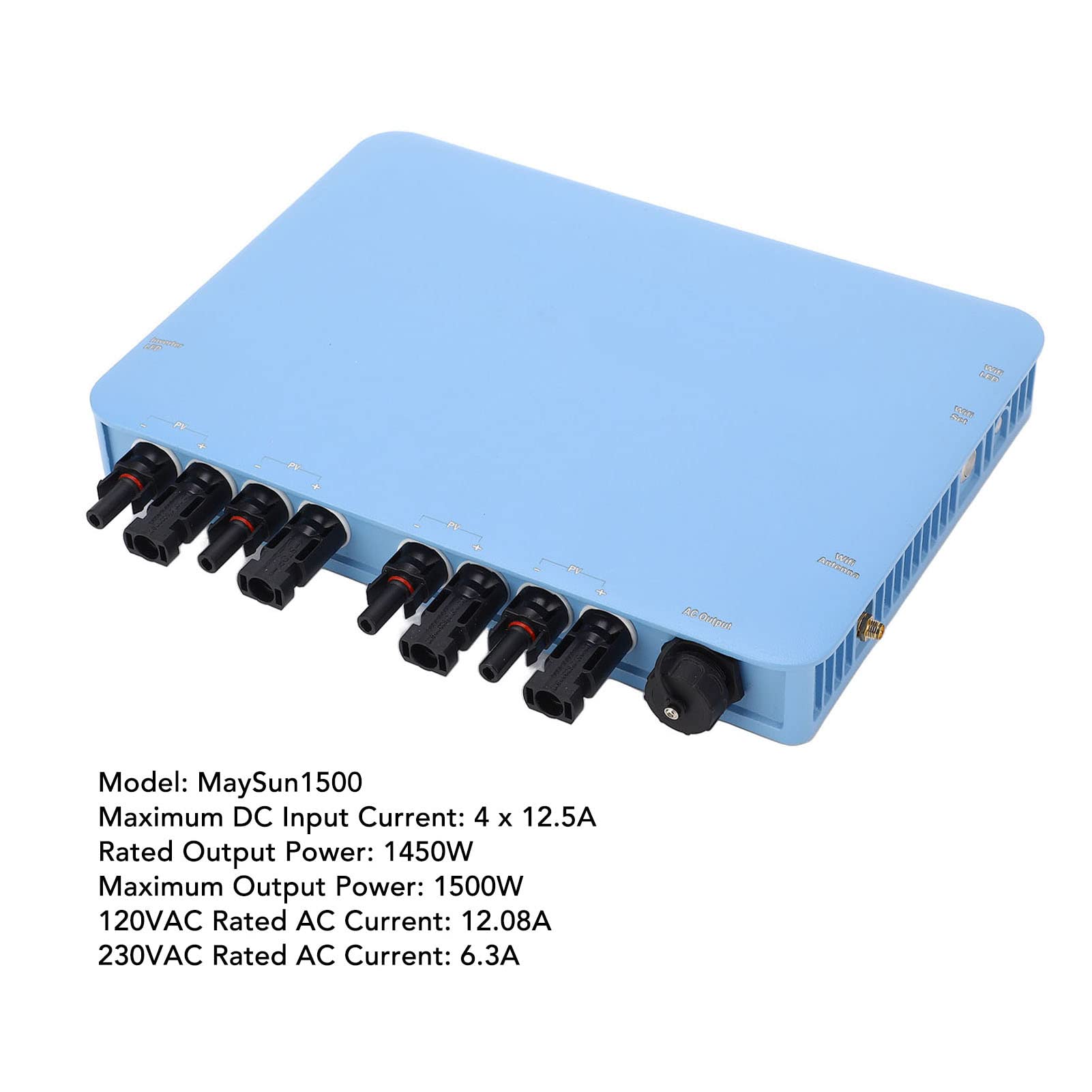 Solar Grid Tie Micro Inverter WiFi Control MPPT DC to AC 120V 230V Pure Sine Output Waterproof Solar Inverter (1500W)