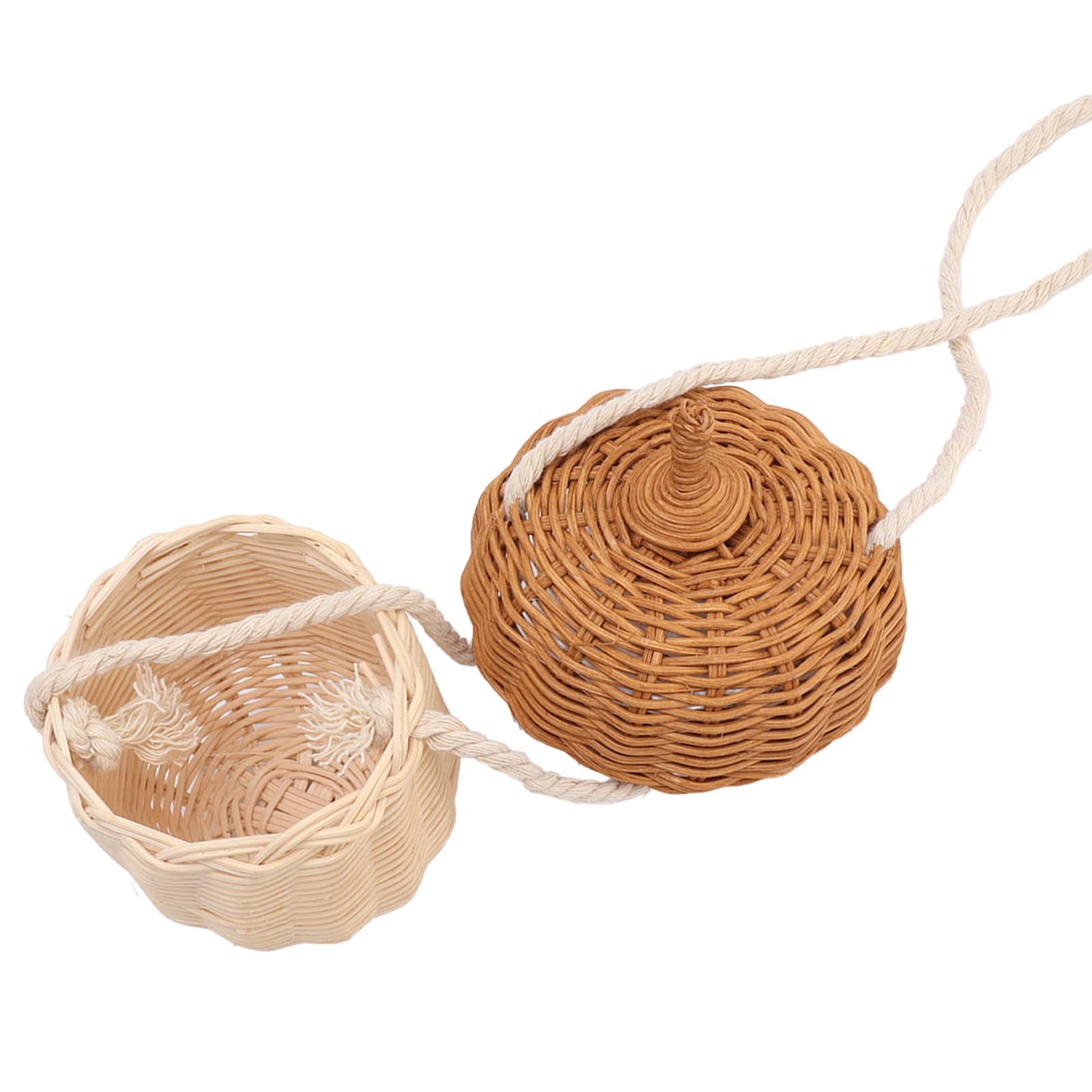 Jerys Rattan Storage Basket Bag, Cute Acorn Shaped Kids Rattan Storage Basket Hand Woven Durable Multifunctional for Girls for Outdoor (Small Shoulder Bag)