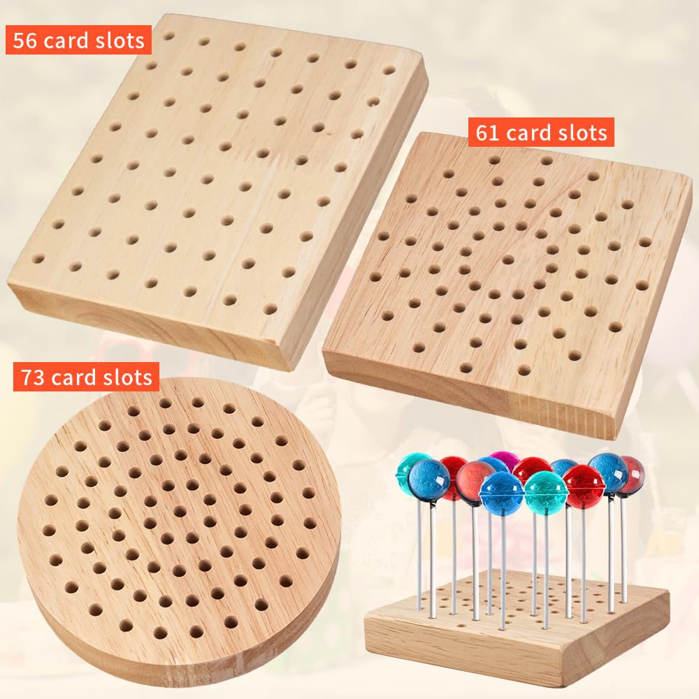 Cake Pop Stand, 3 Pack Wooden Cakepops Stand Display Holder 190 Holes for Dessert Table, Lollipop Holder Stand for Party, Birthday, Weddings, Anniversaries, Baby Showers, Fit 4mm Lollipop Sticks